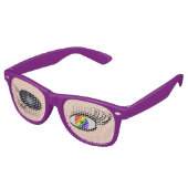 Winking Pride Grappige Ogen op Bril Retro Zonnebril (Gekanteld)
