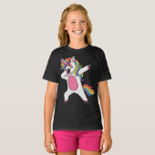 Winking Rainbow Dabbing Unicorn T-shirt (Voorkant volledig)