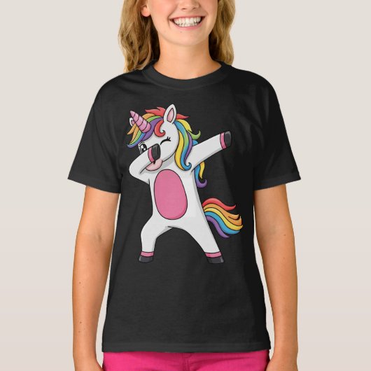Winking Rainbow Dabbing Unicorn T-shirt (Voorkant)
