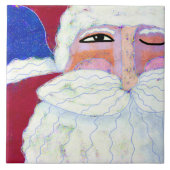 Winking Santa Abstracte Kunst Tegeltje (Voorkant)