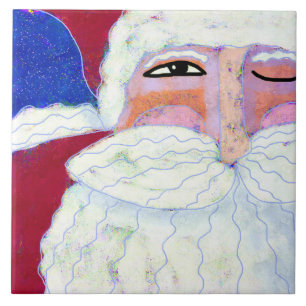 Winking Santa Abstracte Kunst Tegeltje