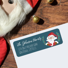 Winking Santa Blue Vakantie retour adres labels