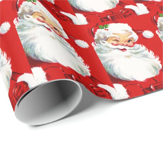 Winking Santa Cadeaupapier (Rol Hoek)