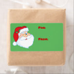 Winking Santa Christmas Gift Label Label<br><div class="desc">Dit Holiday cadeau label label heeft een hoofdportret van de kerstman knipogen en glimlachen op een kerstgroene achtergrond.</div>