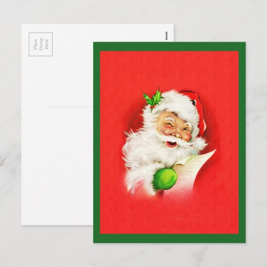 Winking Santa Claus Feestdagenkaart (Voorkant / Achterkant)
