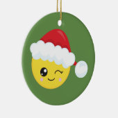 Winking Santa Emoji kerstversiering Keramisch Ornament (Rechts)