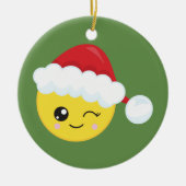 Winking Santa Emoji kerstversiering Keramisch Ornament (Voorkant)