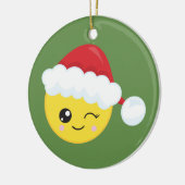 Winking Santa Emoji kerstversiering Keramisch Ornament (Links)