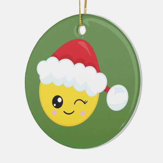Winking Santa Emoji kerstversiering Keramisch Ornament (Links)