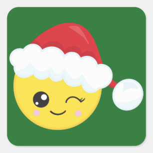 Winking Santa Hat Emoji Vierkante Sticker