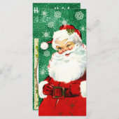  Winking Santa on Green Flat Kaart. (Voorkant / Achterkant)