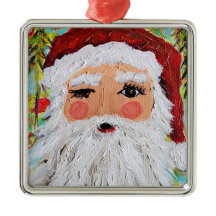 Winking Santa Ornament