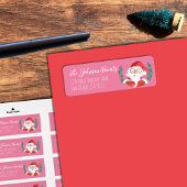 Winking Santa Pink Holiday Return Adres Labels