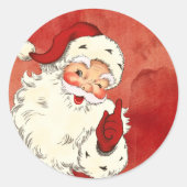 Winking Santa Ronde Sticker (Voorkant)