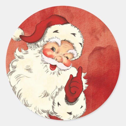  Winking Santa Ronde Sticker (Voorkant)
