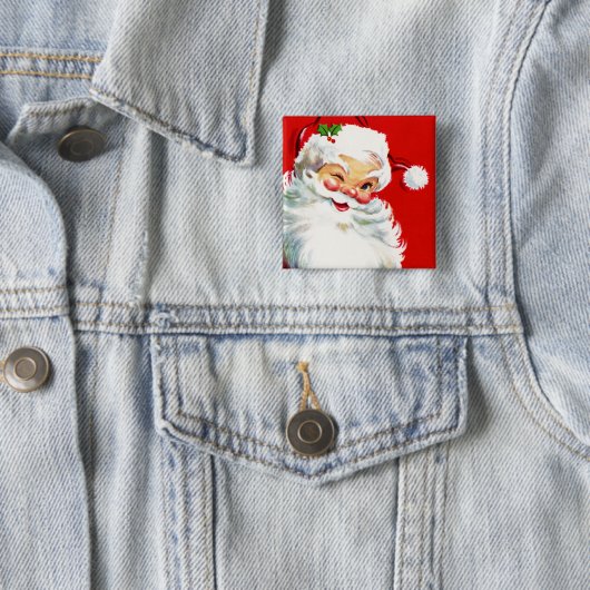 Winking Santa Vierkante Button 5,1 Cm (In situ)