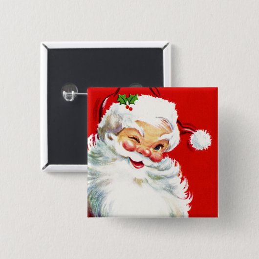 Winking Santa Vierkante Button 5,1 Cm (Voorkant /achterkant)