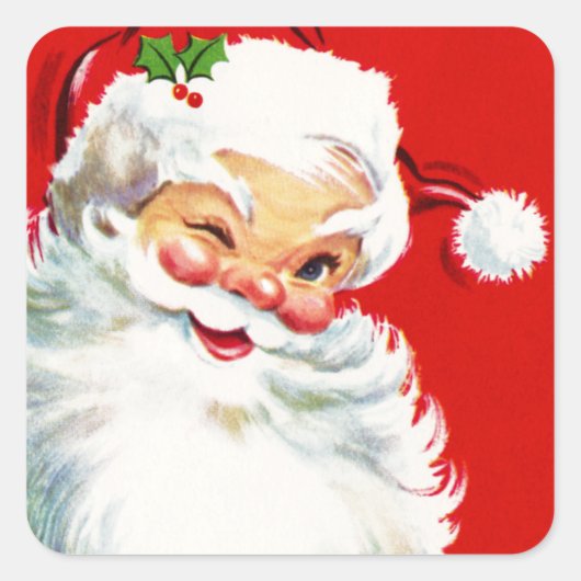 Winking Santa Vierkante Sticker (Voorkant)
