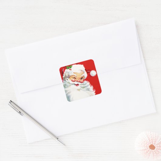 Winking Santa Vierkante Sticker (Envelop)