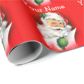 Winking Santa Vintage Kerstmis Cadeaupapier (Rol Hoek)