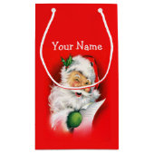 Winking Santa Vintage Kerstmis Klein Cadeauzakje (Achterkant)