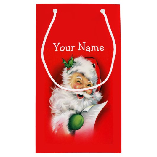 Winking Santa Vintage Kerstmis Klein Cadeauzakje (Achterkant)