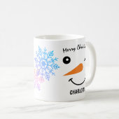 Winking Snowman's Face, Snowflake, Zante kerst Koffiemok (Voorkant rechts)