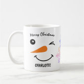Winking Snowman's Face, Snowflake, Zante kerst Koffiemok (Links)