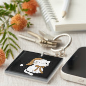 Winking Winter Cat Sleutelhanger (Voorkant Rechts)