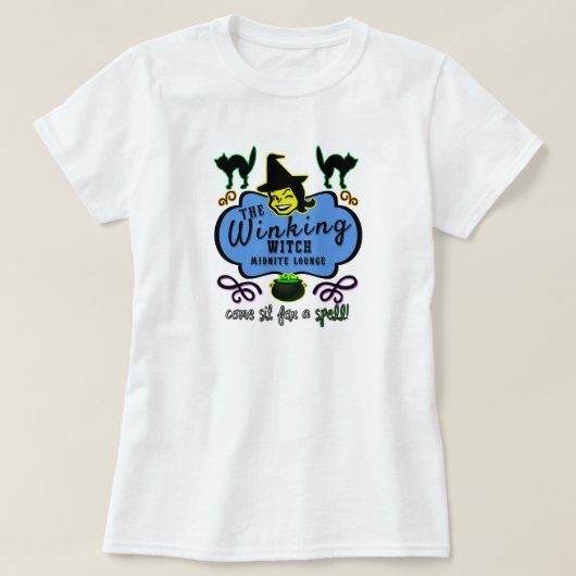 Winking Witch Midnite Lounge - Donkere stijl T-shirt (Design voorkant)