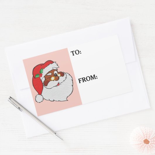 Winking Zwart Santa Gift Label Sticker (Envelop)