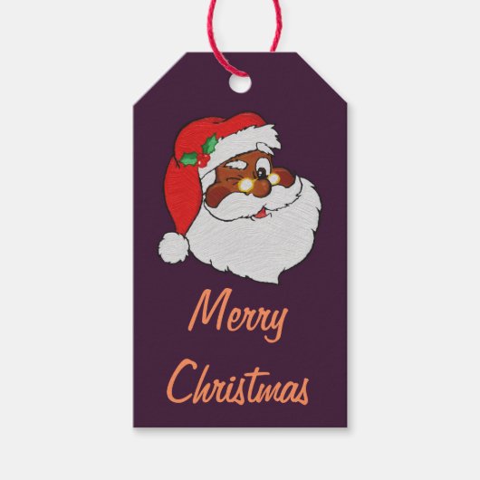  Winking Zwart Santa Pop Art Paper Gift Label Cadeaulabel (Voorkant)