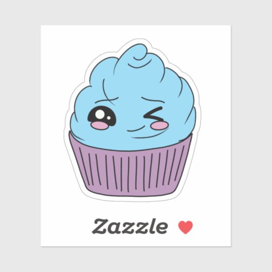 Winky Blauwe Cupcake Sticker (Vel)
