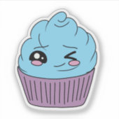 Winky Blauwe Cupcake Sticker (Voorkant)