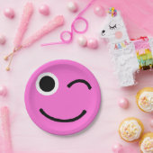 Winky Flirty Winky Face Pink Winking Emoticon Emoj Papieren Bordje (Feest)