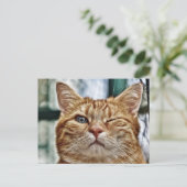 Winky Funny Cat Briefkaart (Staand voorkant)
