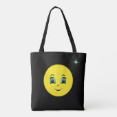 Winky Happy Face Emoji op Black Tote Bag (Achterkant)