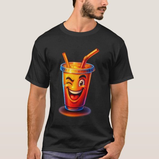 Winky Juice Cup T-shirt – Grappige Cartoon Drank D (Voorkant)