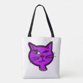 Winky Paarse Cartoon Cat Tote Bag (Achterkant)
