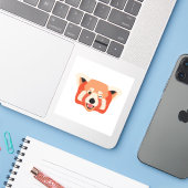 Winky Red Panda Sticker (Laptop met iPhone)
