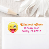 Winky Tongue Out Emoji Return Address Label (Insitu)