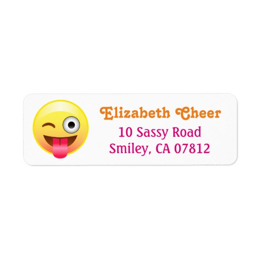 Winky Tongue Out Emoji Return Address Label (Voorkant)