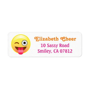Winky Tongue Out Emoji Return-adreslabel Etiket