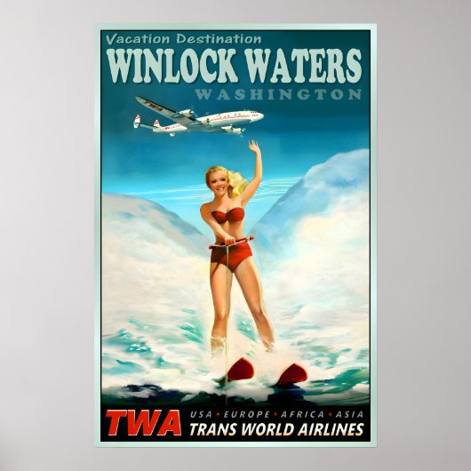 Winlock Waters Washington TWA Trans World Airlines Poster (Voorkant)