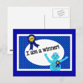 Winnaar Affirmaties Blauwe Turquoise Polka Dots Briefkaart (Voorkant / Achterkant)