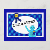 Winnaar Affirmaties Blauwe Turquoise Polka Dots Briefkaart (Voorkant)