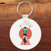 Winnaar Biker Retro Stijl Vrijheid Sleutelhanger (Voorkant)