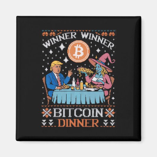 Winnaar Bitcoin Dinner Ugly Trump Xmas Sweat Magneet (Voorkant)