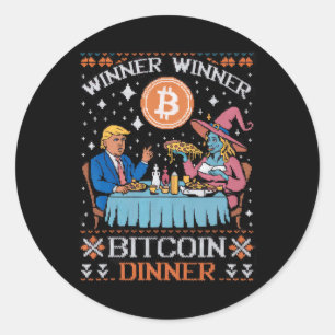 Winnaar Bitcoin Dinner Ugly Trump Xmas Sweat Ronde Sticker