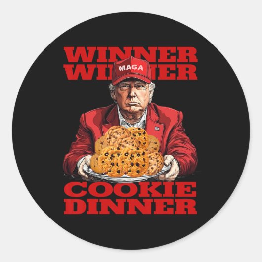 Winnaar Cookie Dinner Funny Trump 2024 47e Ronde Sticker (Voorkant)